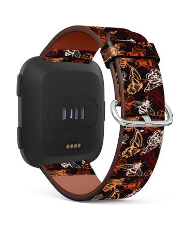 Compatible with Fitbit Versa 2 / Versa / Versa Lite / Versa SE Patterned Leather Replacement Band Flying insects bugs butterflies dragonfly moth ladybug bees-1