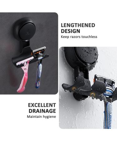 LEVERLOC Suction Cup Shower Razor Holder Shower Razor Hooks for Bathroom 2 Pack Black Black Suction Razor Holder - Buy Online on GoSupps.com