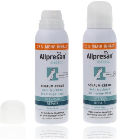 Allpresan Diabetic Intensiv + Repair Urea-free foaming cream for diabetes mellitus For very dry to cracked skin 2 x 125 ml - Buy Online on GoSupps.com