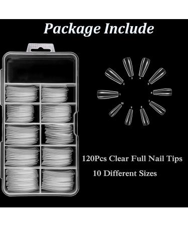 Buy ijizuo 120 Pieces Acrylic Nail Tips - Long Coffin Ballerina & Natural Nail Tips with Clear Box - Perfect for Gel Nail Art - 10 Sizes Available - International Shipping - Buy Online on GoSupps.com