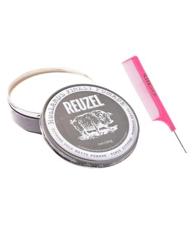 yper Comb + 12 oz XXL R z EXTREME HOLD MATTE POMADE Men Matt Pommade Hair Product for Man HOLLAND x (w/SIeekshop Pink Comb) (Extreme Hold Matte Pomade (12 oz XXL))