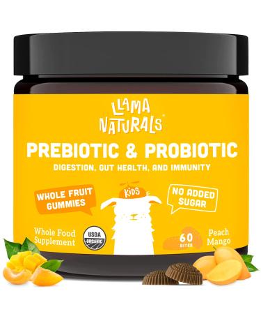 Whole Fruit Prebiotic and Probiotic Gummies for Kids - No Added Sugar Vegan Organic Probiotics for Kids - Gut Immunity 2 Billion CFU Toddler Probiotic Gummies - 60 Gummies (30 Days) (Peach Mango) - Buy Online on GoSupps.com