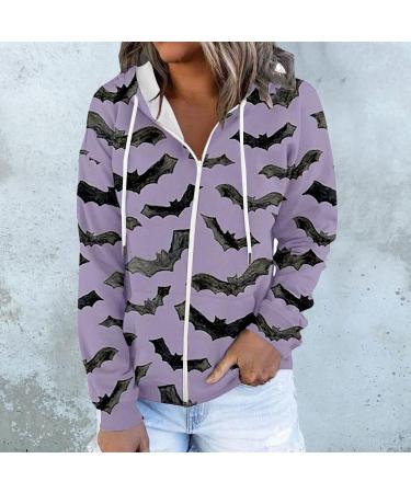 Halloween Costumes Casual Zipper Drawstring Hooded Sweater Dress Jacket Women Long X-Large Purple - Buy Online on GoSupps.com