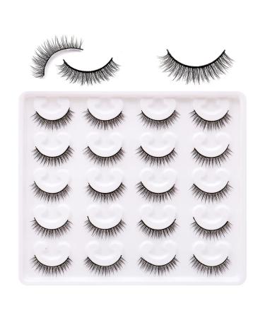 Short Eyelashes Natural Look Wispy Lashes Pack 3d 10 pairs Short Lashes Bulk Reusable Faux Mink Lashes 100% Handmade Fake Eyelashes Short-Natural_10pairs