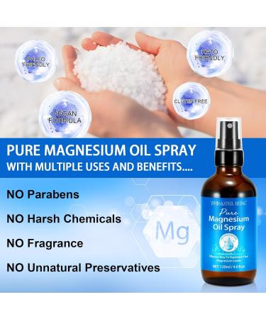 Magnesium Spray Pure Magnesium Oil Spray Natural in Glass Bottle Easy to Absorb and Use 120ml - Buy Online on GoSupps.com