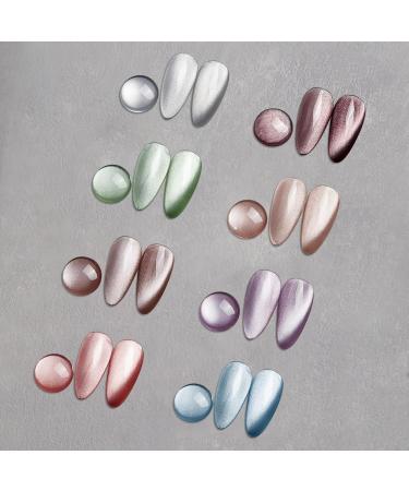 MIZHSE Cat Eye Gel Nail Polish Set - 8 Colors Ceramic Magnetic Gel Shimmering Silver Brown Green & Purple - Soak Off Nail Art for Home & Salon - Perfect Gift for Women - Buy Online on GoSupps.com