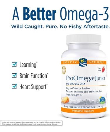 Nordic Naturals ProOmega Junior Strawberry 500 mg - 90 Soft Gels | Omega-3 for Kids - Buy Online on GoSupps.com