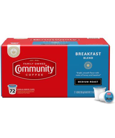 Community Coffee Breakfast Blend 72 Count Coffee Pods, Medium Roast, Compatible with Keurig 2.0 K-Cup Brewers, 72 Count (Pack of 1) Breakfast Blend 72 Count (Pack of 1)