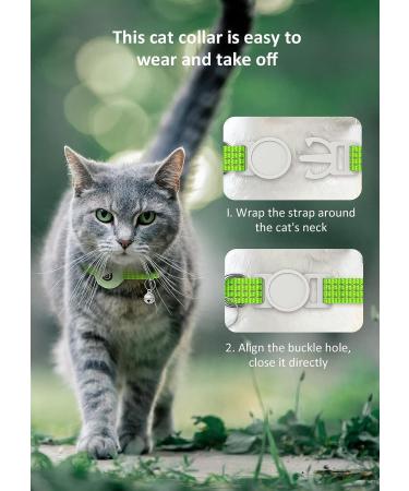 Reflective Airtag Cat Neck Band with Bell - Luminous Green Kitten Collar for Puppies & Cats - Buy Online on GoSupps.com