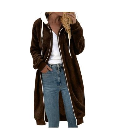 Hanxiulin plush jacket oversize warm lined fleecemantel women sweater fleece sweater winter color variants transition jacket winter coat long thick autumn coat hoodies for women xl khaki
