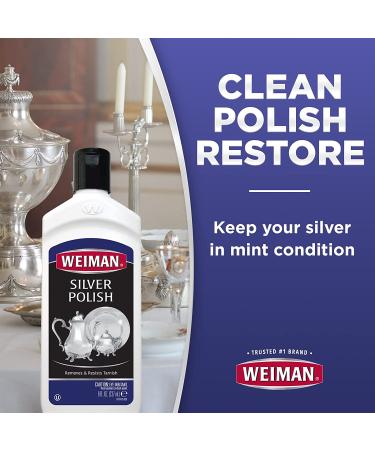 Weiman Silver Cleaner and Polish - 8 oz with Polishing Cloth | Ammonia-Free for Jewelry, Sterling Silver, Antique Silver, Gold, Brass, Copper, Aluminum - Buy Online on GoSupps.com