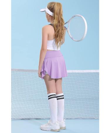 MERIABNY Girl Tennis Skirt with Built-in Shorts | Lilac 11-12 Years | Athletic Skort for Golf & Running Ages 6-12 - Buy Online on GoSupps.com
