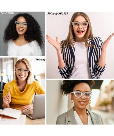 FEISEDY Diamond Blue Light Blocking Cat Eye Glasses for Women - Rhinestone Oversized Anti Eyestrain Computer Glasses Frame B2358 - 51mm - Buy Online on GoSupps.com