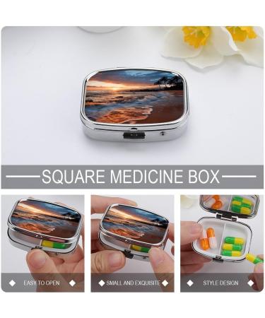 Shop Pill Box Beach Maui Hawaii Sunset - 2 Compartment Decor Metal Organizer for Travel | Portable Pill Case for Pocket or Purse - Buy Online on GoSupps.com
