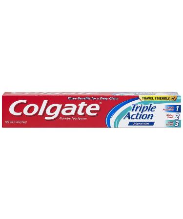 Colgate Triple Action Travel Toothpaste Mint - 2.5 Ounce (Pack of 6)