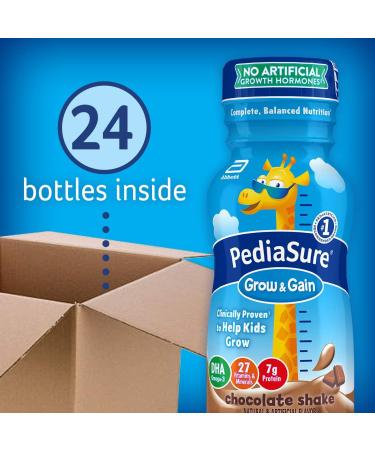 PediaSure Grow & Gain with Immune Support Kids Protein Shake - Chocolate, 8 Fl Oz (Pack of 24) | Non-GMO, Gluten-Free, 27 Vitamins and Minerals, 7g Protein - Buy Online on GoSupps.com