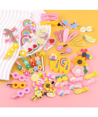 Colorful 56-Piece Hair Clips Set for Girls - Rainbow Sweets & Flower Designs | Perfect Hair Jewelry for Toddlers & Teens - Buy Online on GoSupps.com