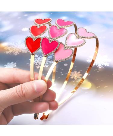 HEIDKRUEGER Valentine's Heart Headband - Rhinestone Enamel Triple Heart Hair Accessory - Buy Online on GoSupps.com