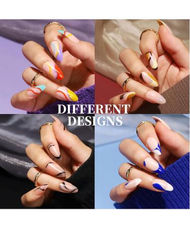 96Pcs Medium YGDZ Press On Nails - 4 Packs Short Almond Fake Nails with Nail Glue | Glossy Full Cover False Nails Set - French, Colorful & Reusable Designs for Women and Girls - Buy Online on GoSupps.com