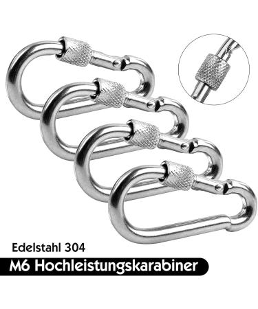 Buy DONQL 4 STK M6 Stainless Steel Carabiner Hooks - 135 kg Load Capacity for Camping Keys & Outdoor Use - Buy Online on GoSupps.com