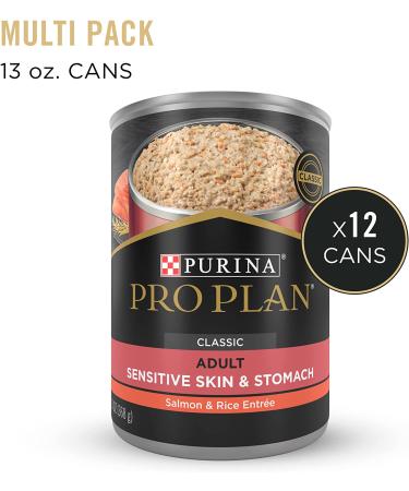 Purina Pro Plan Sensitive Skin & Stomach Adult Wet Dog Food 12-Pack Cans - Salmon & Rice Formula - Buy Online on GoSupps.com