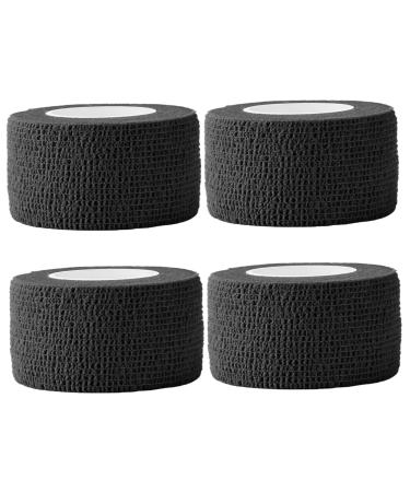 4 PCS Self Adhesive Bandage Wrap Breathable Non-woven Wrist Tape Stretch Elastic Bandage Vet Wrap for Sports Supply Ankle Sprains Protection Black 177 * 1inch First Aid Tape