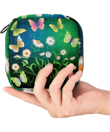 Spring Flowers & Butterflies Napkin Storage Bag - Portable Zipper Bag for Teens & Women | Unique Design Perfect Gift - Buy Online on GoSupps.com