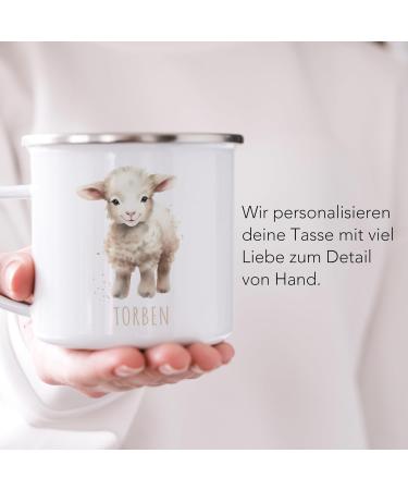 Personalized Sheep Enamel Cup for Kids - Custom Name Drinking Cup | Ideal Gift for Boys & Girls - 300 ml - Buy Online on GoSupps.com