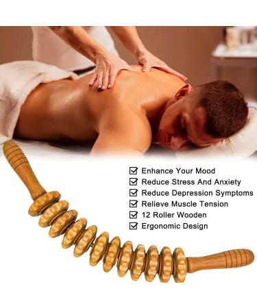 Premium Wood Fascia Roller & Massage Scooter - Beech Muscle Relaxation & Body Shaping Anti-Cellulite Gua Sha - Buy Online on GoSupps.com