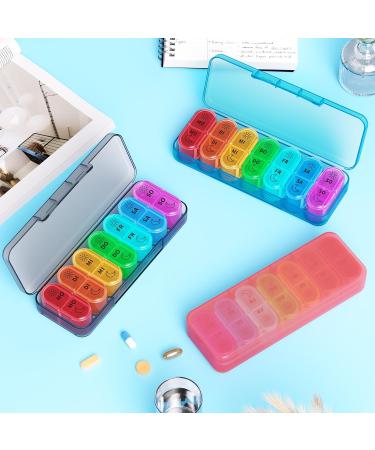 7-Day Tablet Organizer Box - Portable Pill Dose Case with 14 Compartments - Ideal for Medications on the Go - Blue - Buy Online on GoSupps.com