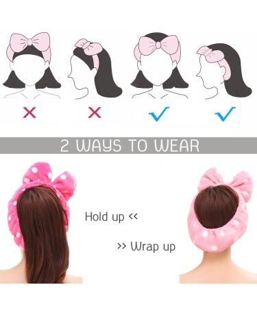 Hairizone Makeup Headbands for Women & Girls | Soft Cute Big Bow Face & Shower Spa Headband - Pink & Light Pink - Buy Online on GoSupps.com