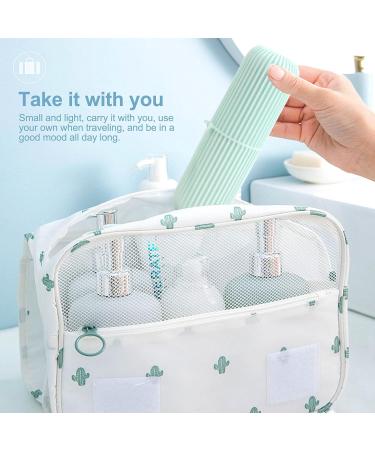 Buy Cozlly 3-Piece Travel Toothbrush Case & Water Cup Set - Portable Outdoor Travel Accessories (White Green Pink) - Buy Online on GoSupps.com