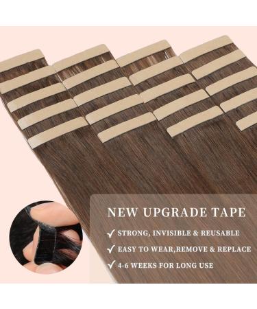 YDDM Tape in Extensions 20Pcs 55cm Real Hair Chocolate Brown with Dark Red Brown Invisible Tape Extensions (4/4/33#) 22inch Quality Hair - Buy Online on GoSupps.com