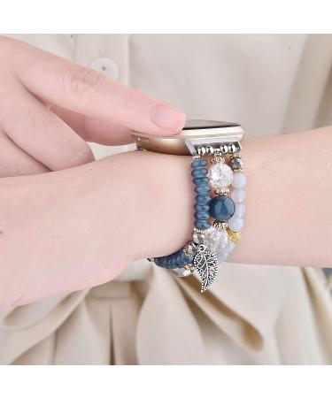V-MORO Handmade Elastic Beaded Bracelet for Fitbit Versa 3 Smart Watch - Gray - Buy Online on GoSupps.com