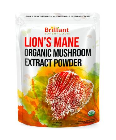 Ellie's Best Lions Mane Mushroom Extract Powder Supplement Organic 114 Servings - Double Extracted for Highest Potency - Dissolves in Coffee, Tea, Juice etc.4oz Lion's Mane 4 Ounce (Pack of 1)