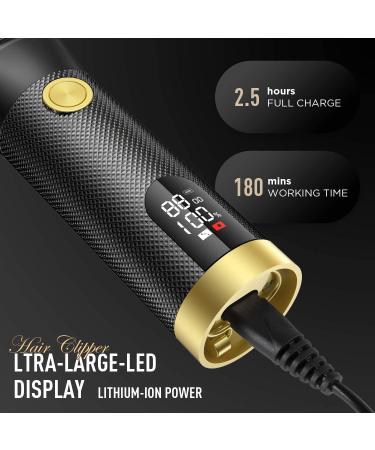 Professional Men's Hair Trimmer & Beard Clippers Kit - Cordless & Waterproof with LED Display - Rechargeable and Durable - Black - Buy Online on GoSupps.com