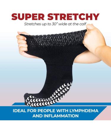Extra Wide Diabetic Socks for Swollen Feet | Wide Calf & Grip Hospital Socks - Men & Women | Lymphedema Support - Buy Online on GoSupps.com