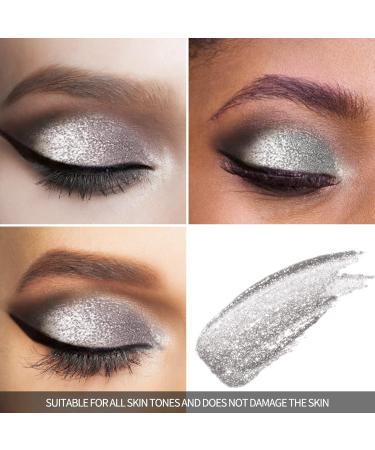Anglicolor Eyeshadow Glitter Eyeshadow Shimmer Eye Shadow Liquid Eyeshadow Glitter Liquid Eye Shadow Sparkling Eye Makeup Tool Best Gift For Women Girls (07#Silver) - Buy Online on GoSupps.com