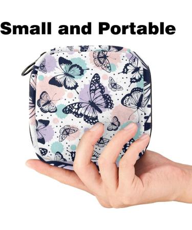 Vintage Retro Butterfly Pattern Women's Bands Storage Bag - Big Capacity Menstrual Cup & Makeup Organizer for Travel - Buy Online on GoSupps.com