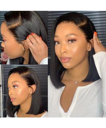 Bob Wig Human Hair Straight Lace Front 10 Pre Plucked 13x4 HD Frontal Glueless 180% Density - Natural Color for Black Women - Buy Online on GoSupps.com