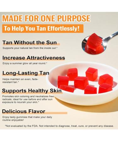 Valleylux Daily Tanning Gummies - Enhance Natural Tan Nourish & Protect Skin - with L-Tyrosine & Beta-Carotene - Sun-Free Glow - Watermelon Flavor 60 Count - Buy Online on GoSupps.com