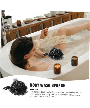 Buy 4pcs Black Bath Loofah Balls - Durable Shower Accessories for a Refreshing Clean | Convenient Bath Sponges - Buy Online on GoSupps.com
