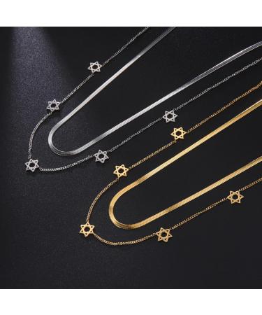Stylish Hexagonal Star Chain Necklace | Chic Stainless Steel Jewelry for Fashionistas - Buy Online on GoSupps.com