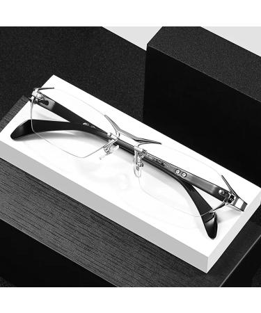 Fashion Rimless Reading Glasses for Men - Blue Light Filter Computer Glasses with Titanium Frame (2.75x) - Buy Online on GoSupps.com