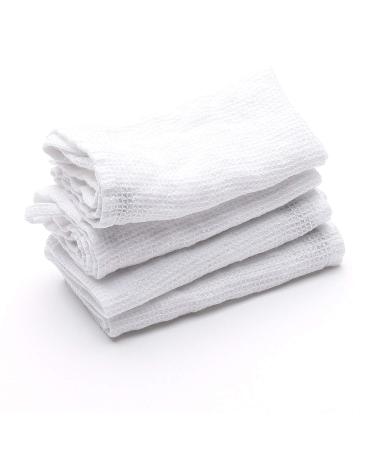 LinenMe Wash Cloths x4 100% Linen   12 by 12-Inch  Optical White 12 x 12