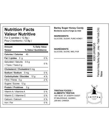 Premium Honey Barley Sugar Hard Candy Made from 100% Pure Honey - Tristan Foods (3-lb) 1.36 kg (Pack of 1) - Buy Online on GoSupps.com