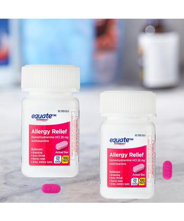 Equate Allergy Relief 25 mg 100ct Tablets (Pack of 2) | Fast International Shipping & Createandbundle Sticker - Buy Online on GoSupps.com