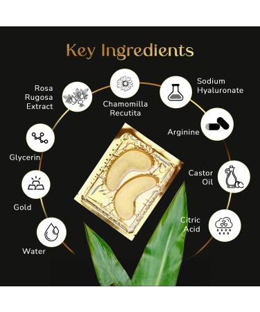 RBW 24k Gold Under Eye Patches - Reduce Dark Circles Puffiness & Wrinkles - Hydrating Hyaluronate Eye Masks - 20 Pairs for Rejuvenating Treatment for Men & Women - Buy Online on GoSupps.com