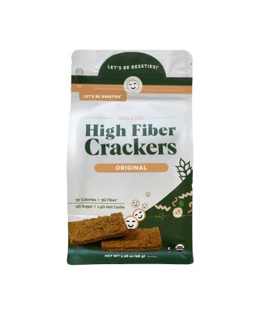 Let's Be Bessties! Organic High-Fiber Crackers Non-GMO Crispbread | The Besst Crackers for Fitting Fiber into Vegan Paleo & Low-Carb Diets | Original 60 Crackers Original 3.6 Ounce (Pack of 5)
