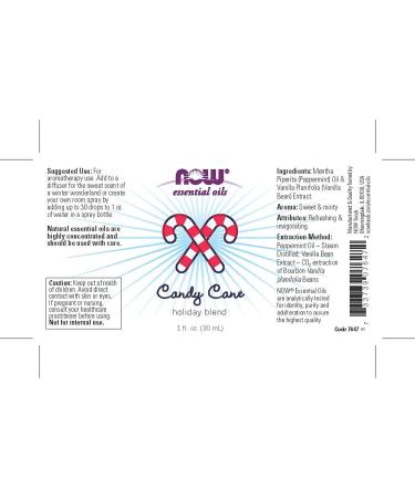 Now Foods Candy Cane Essential Oil - 1 fl oz Holiday Blend for Festive Aromatherapy - Buy Online on GoSupps.com